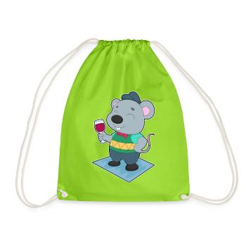 Mouse Red Wine - Drawstring Bag - neon green - Front