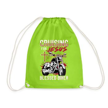 Cruising for Jesus Faithful Biker Graphic Tee - Turnbeutel - Neongrün - Vorne