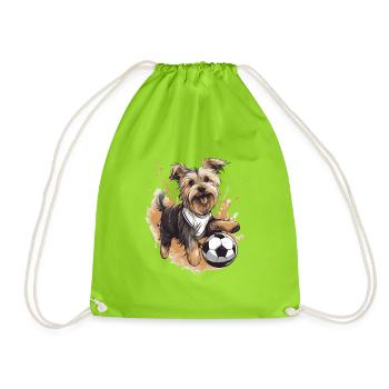 Yorkshire Terrier Hund Fussball Sport - Turnbeutel - Neongrün - Vorne