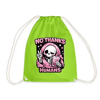 No Thanks Humans süßer Sensenmann Bubble Tea - Turnbeutel - Neongrün - Vorne