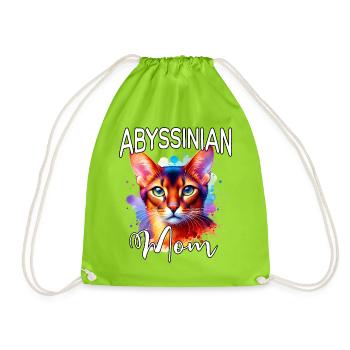 Abyssinian Cat Mom - Drawstring Bag - neon green - Front