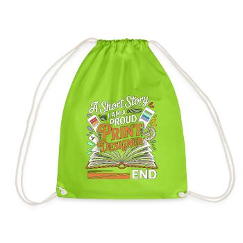 Print Designer A Short Story Creative Designer - Drawstring Bag - neon green - Front