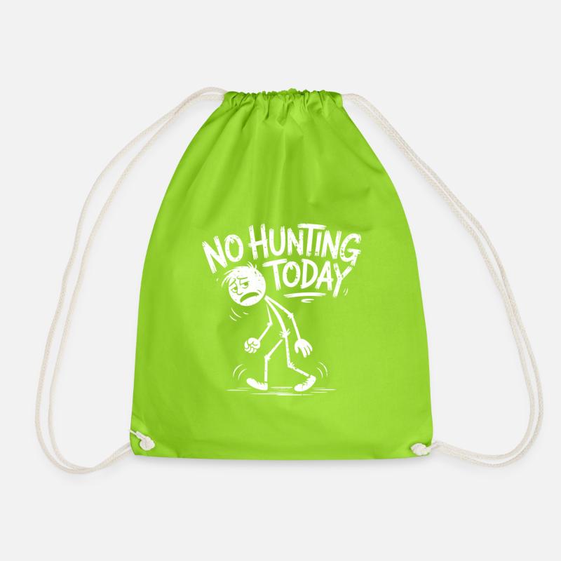 No Hunting Today Stick Figure - Drawstring Bag - neon green