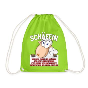 Schäffin - Alpha Schaf mit Sonnenbrille - Turnbeutel - Neongrün - Vorne