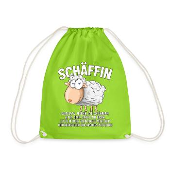 Schäffin - Alpha Schaf als Chefin - Turnbeutel - Neongrün - Vorne