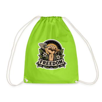 Emblème du Poing de la Liberté avec pelle - Sac de sport léger - vert néon - Devant