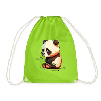 Panda triste avec panda triste en bambou - Sac de sport léger - vert néon - Devant
