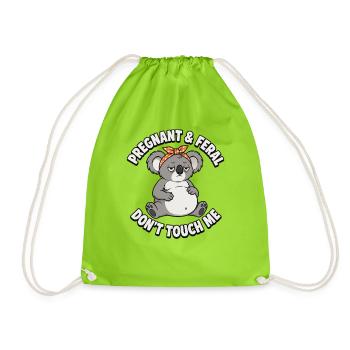 Pregnant and wild koala pregnancy: fingers - Drawstring Bag - neon green - Front