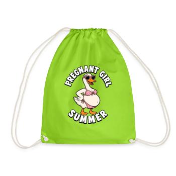 Fille enceinte, plage d’été, oie, drôle, S - Sac de sport léger - vert néon - Devant