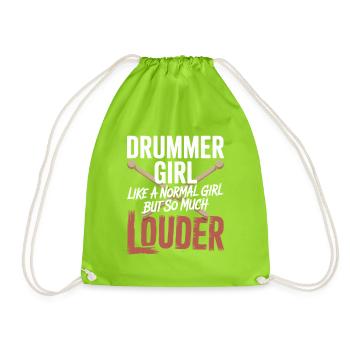 Drummer_Girl_Neu_5 - Drawstring Bag - neon green - Front