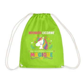 Nounou Licorne Magique - Sac de sport léger - vert néon - Devant