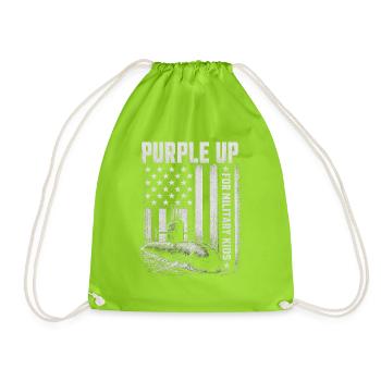 Purple for Military Kids (Subcategory Military Kid) - Drawstring Bag - neon green - Front