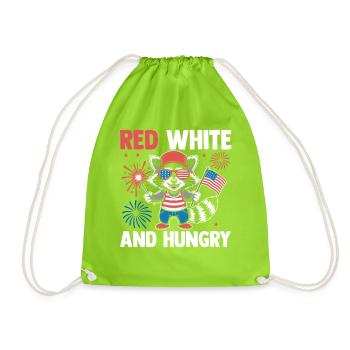Patriotic Raccoon American Flag Trash Panda - Drawstring Bag - neon green - Front