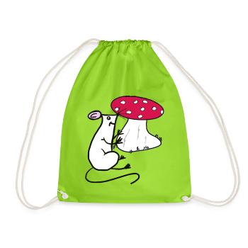 Maus Fliegenpilz Pilze  - Turnbeutel - Neongrün - Vorne