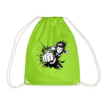 Coup de poing de combat manga - Sac de sport léger - vert néon - Devant