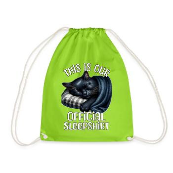 Chemise de nuit noire chat - Sac de sport léger - vert néon - Devant