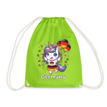 Kawaii Germany Unicorn - Drawstring Bag - neon green - Front