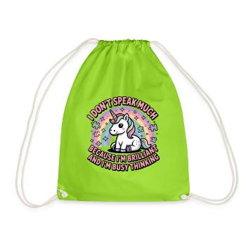 i don't speak much because im brilliant and im - Drawstring Bag - neon green - Front