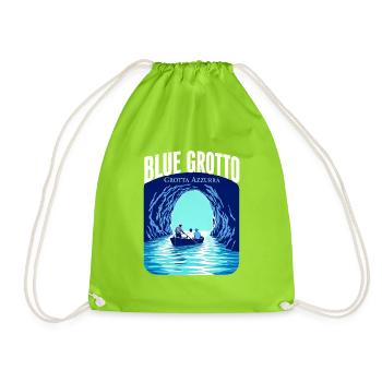 Blue Grotto Capri Travel, Grotta Azzurra Cave - Drawstring Bag - neon green - Front