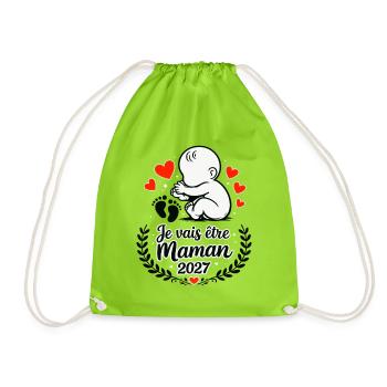 Je Vais Être Maman 2027 Bébé Mignon - Sac de sport léger - vert néon - Devant