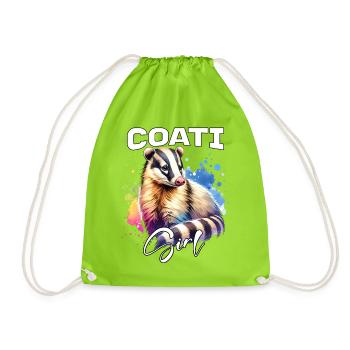 Coati Mädchen Nasenbär - Turnbeutel - Neongrün - Vorne