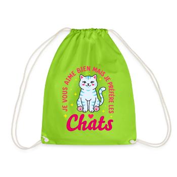 Humour Chat Je Préfère Les Chats Mignon - Sac de sport léger - vert néon - Devant