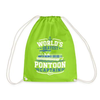 World's Okayest Pontoon Captain Boating Quote - Drawstring Bag - neon green - Front