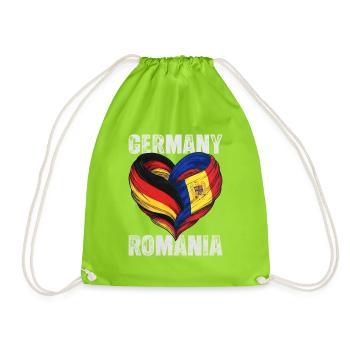 Herz von Deutschland und Rumänien - Turnbeutel - Neongrün - Vorne