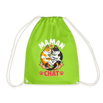 Maman Chat Chats Mignons Cadeau Fête des Mères - Sac de sport léger - vert néon - Devant