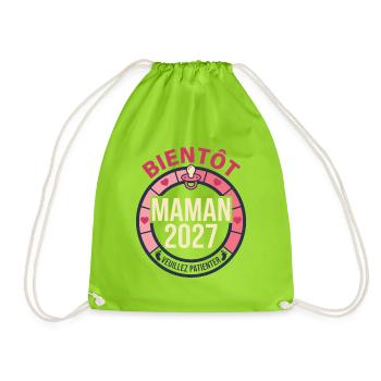 Bientôt Maman 2027 Cadeau Grossesse - Sac de sport léger - vert néon - Devant