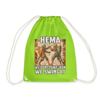 Ancient Blade Arts Longsword Combat HEMA Gift - Drawstring Bag - neon green - Front