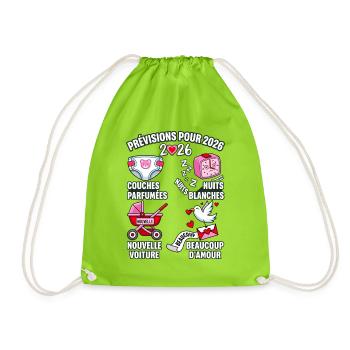 Prévisions 2026 Annonce Grossesse Humour - Sac de sport léger - vert néon - Devant