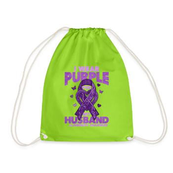 Husband – Alzheimer's Education - Drawstring Bag - neon green - Front