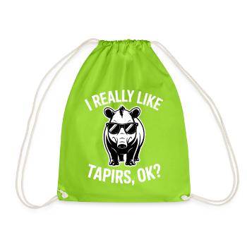 Tapire Sprüche Tapir Lustiges Tapire Geschenk - Turnbeutel - Neongrün - Vorne
