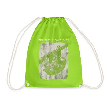 Funny sarcastic fun fact I don't care - Drawstring Bag - neon green - Front