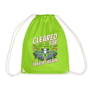 Private Pilot Cleared For Takeoff Private Aviation - Drawstring Bag - neon green - Front