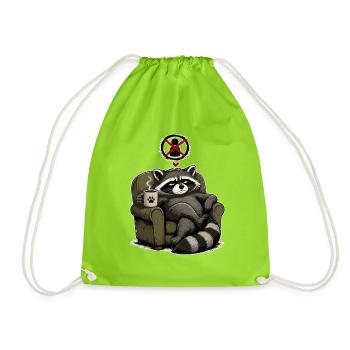 Raton laveur amateur de café dans le fauteuil - Sac de sport léger - vert néon - Devant