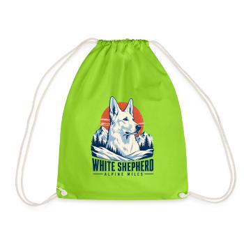 Berger blanc alpin rétro, berger blanc allemand - Sac de sport léger - vert néon - Devant