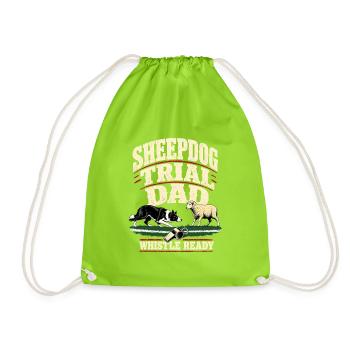 Père Border Collie, Père d’épreuve de chien de berger Sifflet - Sac de sport léger - vert néon - Devant