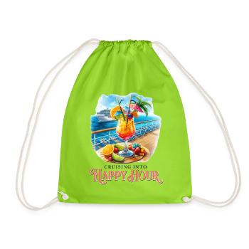 Cruising Into Happy Hour - Drawstring Bag - neon green - Front