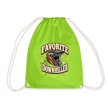 Favorite Downhiller Full Face Mountain Biking Gift - Drawstring Bag - neon green - Front