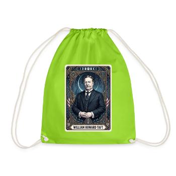 William Howard Taft Tarot Card - Drawstring Bag - neon green - Front