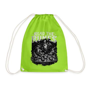 Read the Runes: Rune Seer - Drawstring Bag - neon green - Front