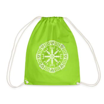  Vegvisir Wikinger Kompass Runen Kreis Nordische - Turnbeutel - Neongrün - Vorne