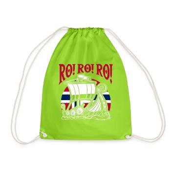 Norway Norge Fjords Scandinavian Ro Viking ship - Drawstring Bag - neon green - Front