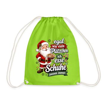 Egal wie viele Plätzchen Schuhe passen immer - Turnbeutel - Neongrün - Vorne