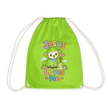 Le dessin animé de Jesus Lamb Love Me - Sac de sport léger - vert néon - Devant