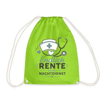 Endlich in Rente – Krankenschwester & Stethoskop - Turnbeutel - Neongrün - Vorne