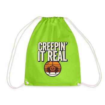 Niedliche Halloween-Spinne – Creepin' It Real - Turnbeutel - Neongrün - Vorne