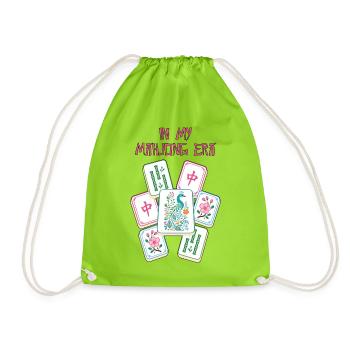 In My Mahjong Era Mahjong Game Social Club - Drawstring Bag - neon green - Front